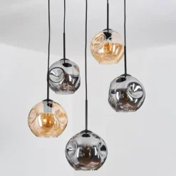 Suspension Verre Fumé-hofstein Ripoll Suspension, Boule lumineuse, Suspension grappe Ambre, Fumé, 5 lumières