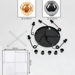hofstein Ripoll Suspension, Boule lumineuse, Suspension grappe Ambre, Fumé, 5 lumières