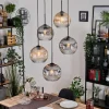 hofstein Ripoll Suspension, Boule lumineuse, Suspension grappe Ambre, Clair, Fumé, 5 lumières