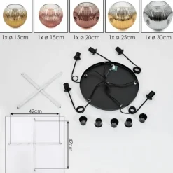Lampes Dorées-hofstein Ripoll Suspension, Boule lumineuse, Suspension grappe Chrome, Or, Clair, Cuivré, Fumé, 5 lumières