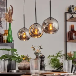 hofstein Ripoll Suspension Chrome, Fumé, 3 lumières