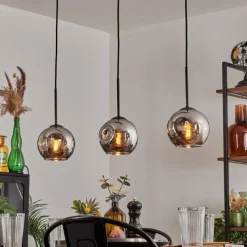 hofstein Ripoll Suspension Chrome, Fumé, 3 lumières