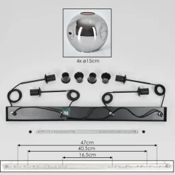 hofstein Ripoll Suspension Chrome, Fumé, 4 lumières