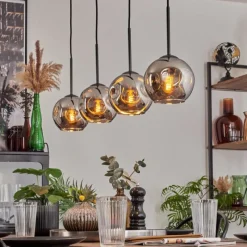 hofstein Ripoll Suspension Chrome, Fumé, 4 lumières