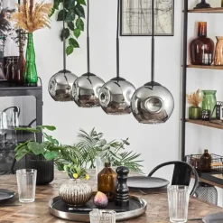 hofstein Ripoll Suspension Chrome, Fumé, 4 lumières