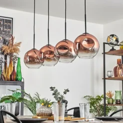 hofstein Ripoll Suspension Clair, Cuivré, 4 lumières