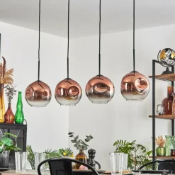 hofstein Ripoll Suspension Clair, Cuivré, 4 lumières