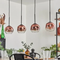 hofstein Ripoll Suspension Clair, Cuivré, 4 lumières