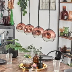 hofstein Ripoll Suspension Clair, Cuivré, 4 lumières