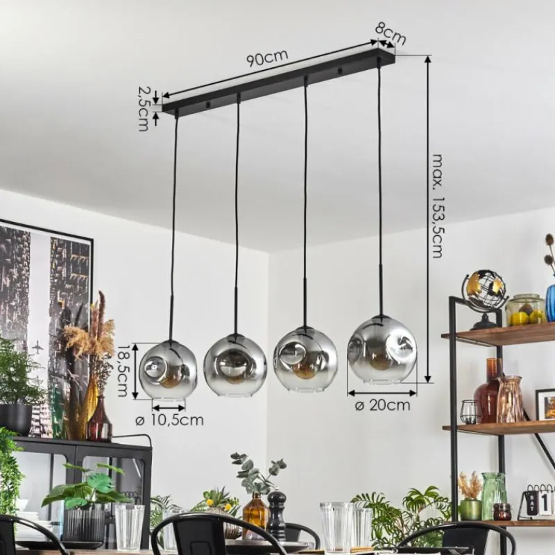 Suspension Verre Fumé-hofstein Ripoll Suspension Clair, Fumé, 4 lumières