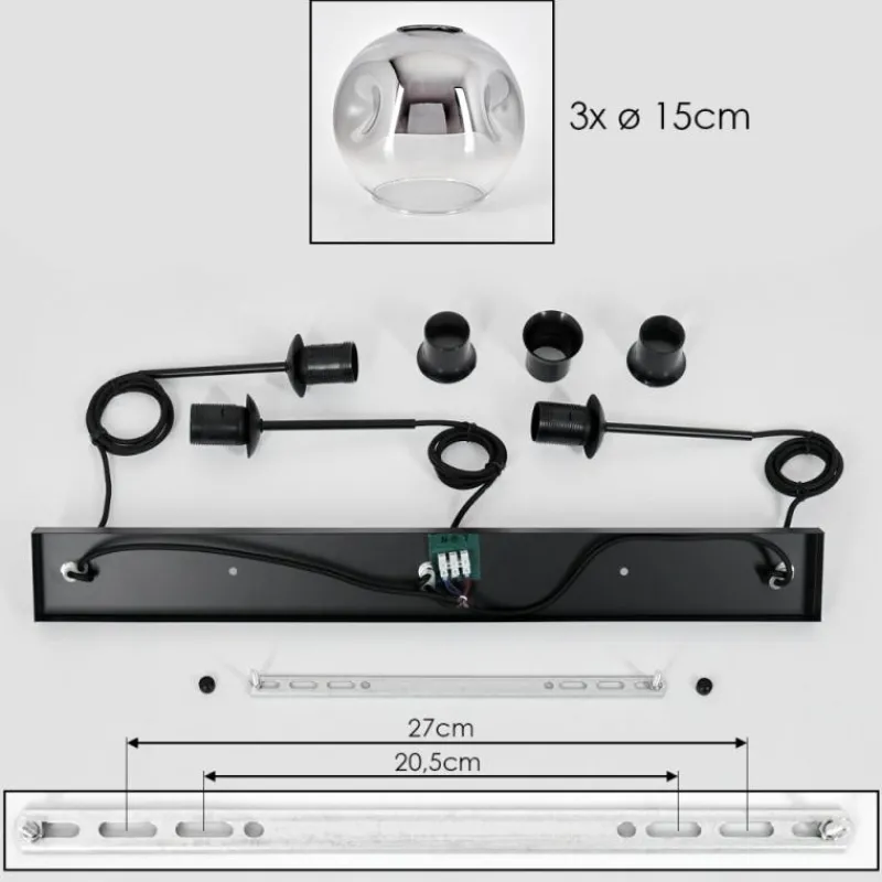 hofstein Ripoll Suspension Clair, Fumé, 3 lumières