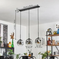 hofstein Ripoll Suspension Clair, Fumé, 3 lumières