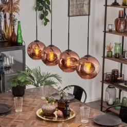 hofstein Ripoll Suspension Cuivré, 4 lumières