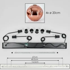 hofstein Ripoll Suspension Cuivré, 4 lumières