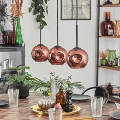 hofstein Ripoll Suspension Cuivré, 3 lumières