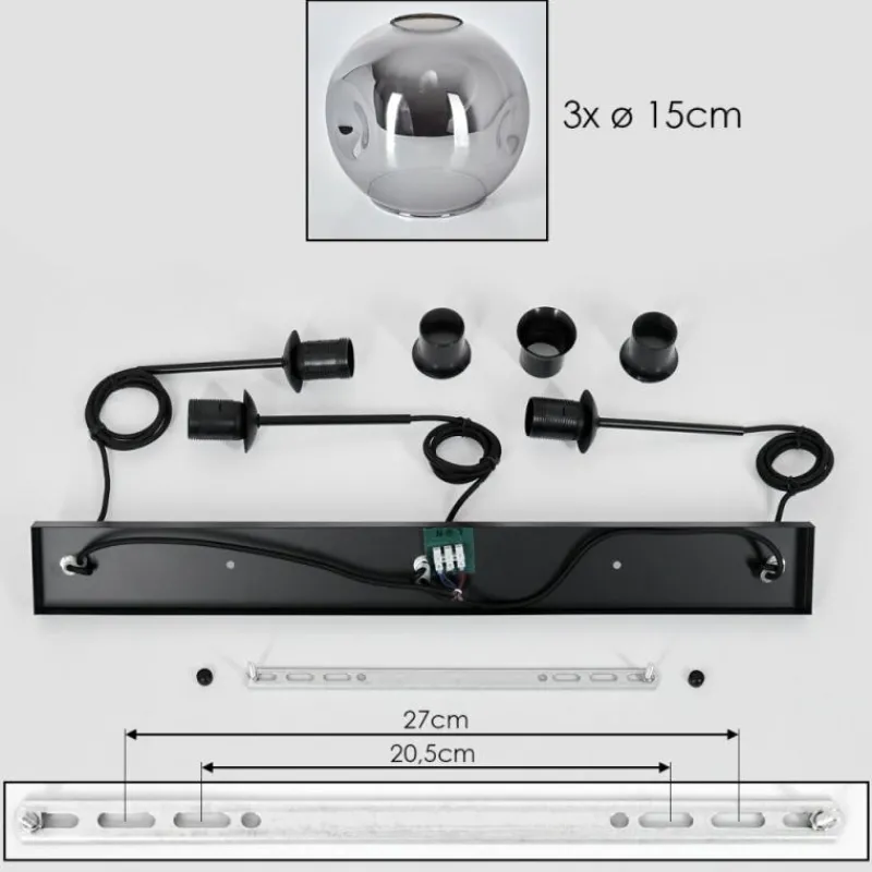hofstein Ripoll Suspension Fumé, 3 lumières
