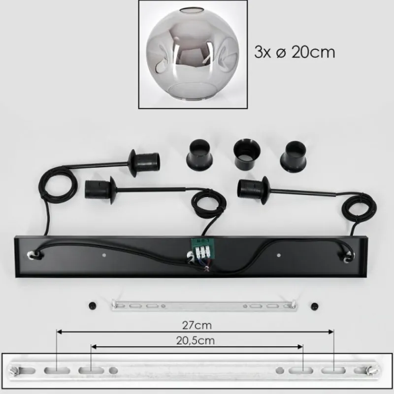 hofstein Ripoll Suspension Fumé, 3 lumières