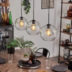 hofstein Ripoll Suspension Noir, 3 lumières