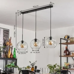 hofstein Ripoll Suspension Noir, 3 lumières