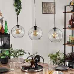 hofstein Ripoll Suspension Noir, 3 lumières