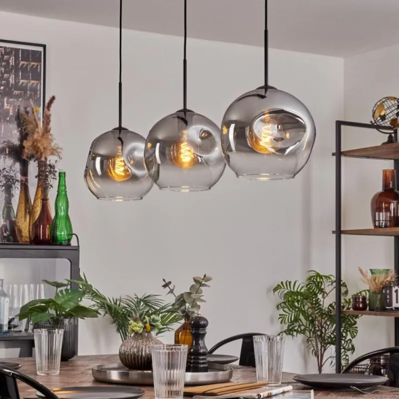 Suspension Verre Fumé-hofstein Ripoll Suspension Noir, 3 lumières