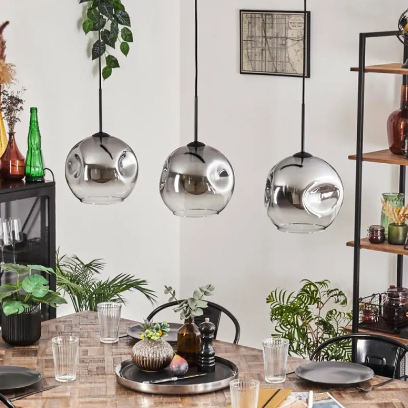 Suspension Verre Fumé-hofstein Ripoll Suspension Noir, 3 lumières