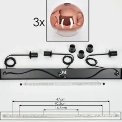 hofstein Ripoll Suspension Noir, 3 lumières