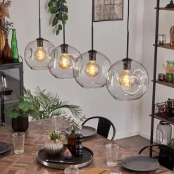 hofstein Ripoll Suspension Noir, 4 lumières