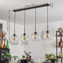 hofstein Ripoll Suspension Noir, 4 lumières