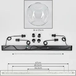 hofstein Ripoll Suspension Noir, 4 lumières