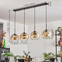 hofstein Ripoll Suspension Noir, 4 lumières