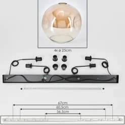 hofstein Ripoll Suspension Noir, 4 lumières