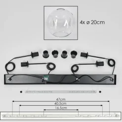 hofstein Ripoll Suspension Noir, 4 lumières