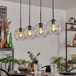 hofstein Ripoll Suspension Noir, 4 lumières