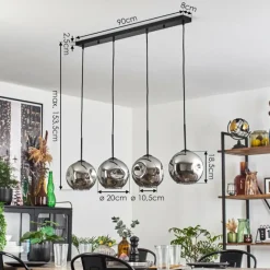 hofstein Ripoll Suspension Noir, 4 lumières