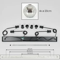 hofstein Ripoll Suspension Noir, 4 lumières