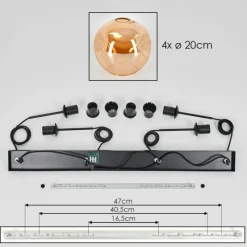 hofstein Ripoll Suspension Noir, 4 lumières