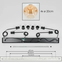 hofstein Ripoll Suspension Noir, 4 lumières