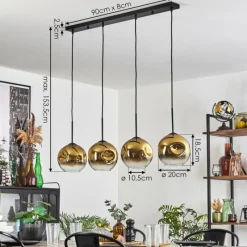 hofstein Ripoll Suspension Noir, 4 lumières