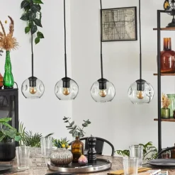 hofstein Ripoll Suspension Noir, 4 lumières