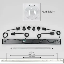 hofstein Ripoll Suspension Noir, 4 lumières