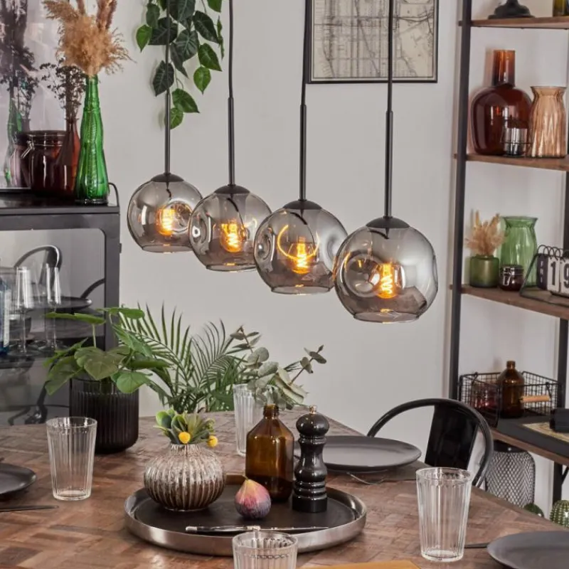 hofstein Ripoll Suspension Noir, 4 lumières