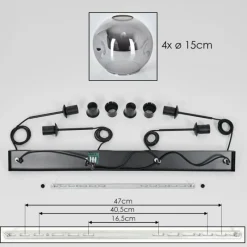 hofstein Ripoll Suspension Noir, 4 lumières