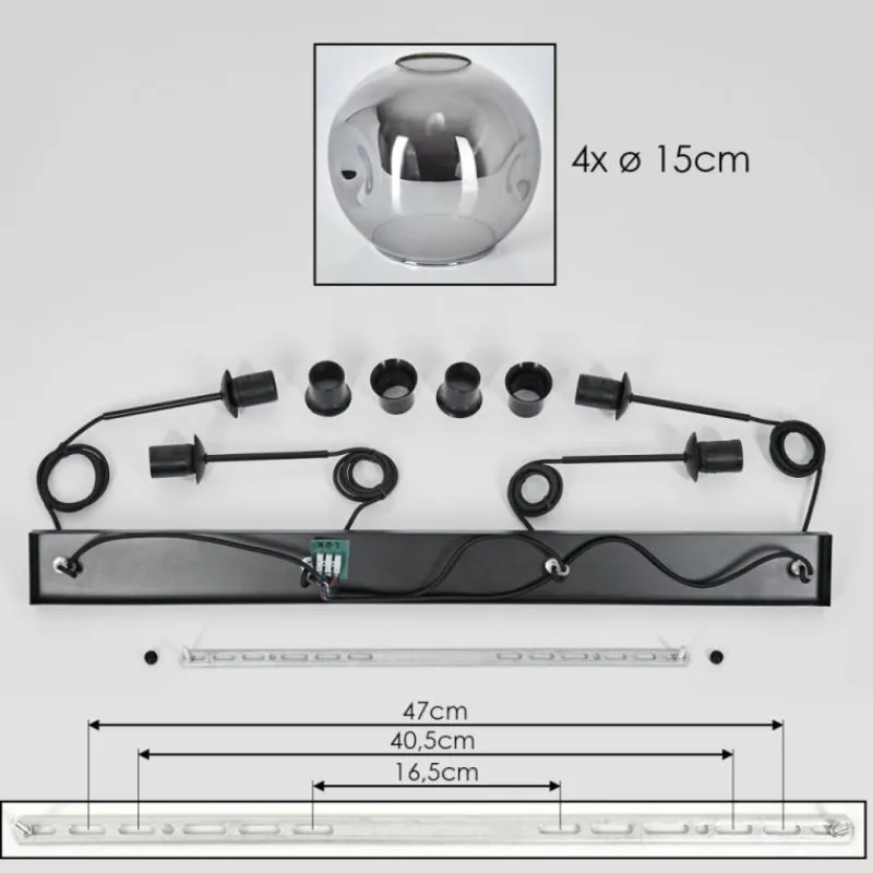 hofstein Ripoll Suspension Noir, 4 lumières