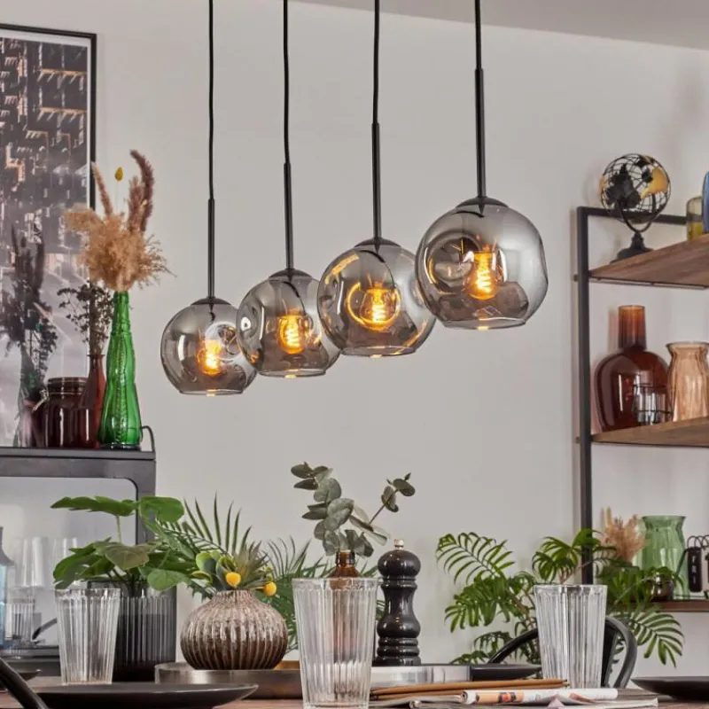 hofstein Ripoll Suspension Noir, 4 lumières