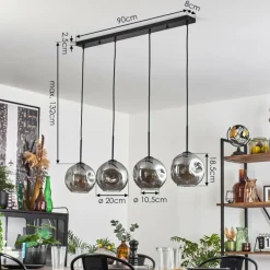 hofstein Ripoll Suspension Noir, 4 lumières