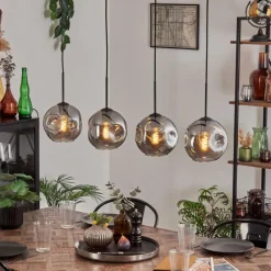 hofstein Ripoll Suspension Noir, 4 lumières