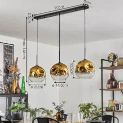 hofstein Ripoll Suspension Or, Clair, 3 lumières