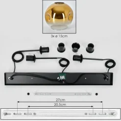 hofstein Ripoll Suspension Or, Clair, 3 lumières