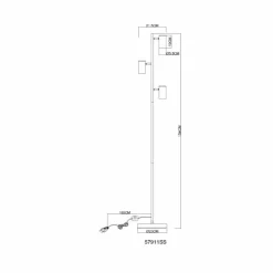 Luminaires Globo Lighting Robby Lampadaire Chrome, Noir, 3 lumières* Lampadaires Et Lampes Sur Pied